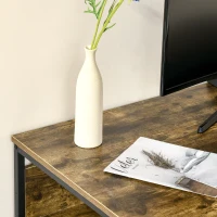 HOMCOM Bureau Informatique Table de bureau d'ordinateur Industriel avec étagère - châssis Acier Noir Grand Plateau Effet boisé 120 x 60 cm(m-8)