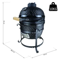 Outsunny Barbecue à Charbon BBQ Grill fumoir sur Pieds Design Contemporain Olive Acier céramique martelé Noir(m-3)