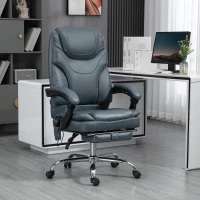 Vinsetto Silla de Oficina de Masaje con 6 Puntos de Vibración Tapizado en Cuero PU Silla Escritorio Reposapiés 67x67x121 cm Gris(m-2)