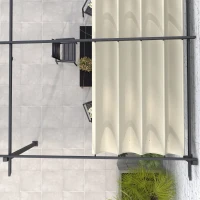 Outsunny Pérgola 4x3 m Cenador de Jardín con Techo Retráctil de Poliéster y Marco de Acero Crema y Gris Oscuro(m-9)
