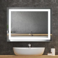 kleankin 80x60cm LED Bathroom Mirror Wall Mounted Vanity Light Illuminated w/ Touch Switch Accessories Home Furnishings(m-10)