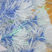 HOMCOM 4FT Artificial Fibre Optic Christmas Tree Seasonal Decoration w/ LED Lights Pre-Lit Easy Store White Blue(m-8)