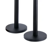 Outsunny Set 2 Colonnine Segnapercorso con Nastro Estendibile di 2 m, Paletti Delimitazione in Acciaio Inox e Nylon, Ø32x90 cm, Nero(m-8)