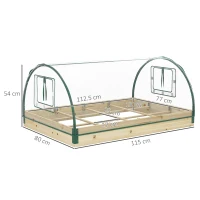 Outsunny Raised Bed with Greenhouse, Wooden Garden Planter Box with PVC Cover, Roll Up Windows, Dual Use for Vegetables, Plants, Flowers, 115 x 80 x 54 cm, Natural Wood Effect(m-3)