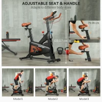 SPORTNOW Quiet Stationary Exercise Bike with Adjustable Resistance, Seat, Black(m-5)