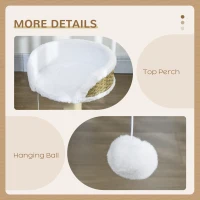 PawHut Cat Tree Tower with Scratching Posts, White(m-6)