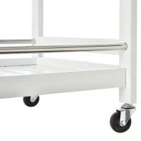HOMCOM Carrello da Cucina Portavivande in Legno con 3 Ripiani e Ruote, 45x38x78cm, Bianco(m-9)