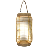 Outsunny Lampadaire d'extérieur solaire en résine tressée luminaire LED de jardin en acier marche/arrêt automatique sable