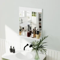 HOMCOM Specchio Bagno da Parete Moderno con Mensola Portaoggetti, in Vetro e MDF, 50x12x60 cm, Bianco(m-7)