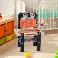 HOMCOM Jeu d'imitation établi et Outils pour Enfant Jeu de Bricolage 64 pièces Orange Noir(m-2)