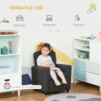 HOMCOM 2 in 1 design Kids Sofa Armchair with Footrest for Children Playroom Bedroom Living Room, 55 x 50 x 67cm, Grey(m-7)