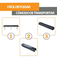 Outsunny Cama de Acampada Plegable con Marco Metálico Carga 136 kg para Playa Senderismo 193x64x40 cm Negro(m-5)