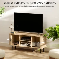 HOMCOM Móvel de TV Vintage para Sala de Estar com 2 Portas de Correr 2 Prateleiras Abertas Móvel para Televisores de até 55 Polegadas 120x40x55 cm Carvalho(m-5)