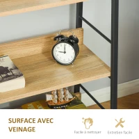 HOMCOM Étagère bibliothèque Style Industriel incliné 5 Niveaux 70L x 35l x 150H cm Coloris chêne Clair Noir(m-6)