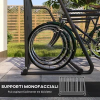 DURHAND Rastrelliera Portabiciclette a 3 Posti da Esterno, 114x58x75cm, Nero(m-4)