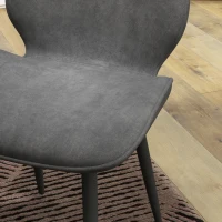 HOMCOM Set 4 Sedie da Cucina in Tessuto Effetto Velluto Grigio con Design Salvaspazio, 46x56x86 cm(m-7)