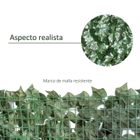 Outsunny Seto Artificial Ocultación Jardín en Rollo 3x1,5 m Valla de Privacidad de Hiedra Artificial para Balcón Exterior(m-6)
