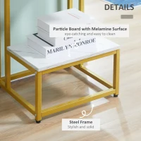 HOMCOM Side Table, Doule Layer End Table, Modern Coffee Table with Steel Frame and Adjustable Non-Slip Feet for Living room, Bedroom, White(m-4)