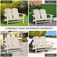 Outsunny Banc de Jardin 2 Places Design Adirondack Assise Dossier à Lattes Larges accoudoirs Bois Naturel sapin lasuré(m-7)