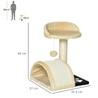 PawHut Cat Tree Scratching Scratcher Post Kitten Activity Centre Climber Hanging Ball Beige(m-3)