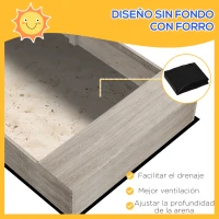 Outsunny Arenero Infantil con 2 Asientos 2 Cajas para Plantar y Juguete de Cocina para Patio Jardín 154x80x60 cm Gris(m-5)