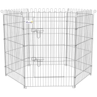 PawHut Vallas para Perros Plegables de 8 Piezas 63x91 cm con 1 Puerta y Marco de Acero para Jardín Patio Plata(m-9)