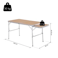 Outsunny Table Pliante Table de Camping Table de Jardin avec rallonge Hauteur réglable Aluminium MDF Imitation Bambou(m-3)