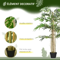Outsunny Bambou Artificiel XXL 1,15H m arbre artificiel 730 Feuilles denses réalistes Pot Inclus Noir Vert(m-4)