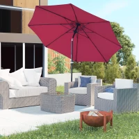 Outsunny Parasol de jardin Parasol droit Parasol inclinable aluminium fibre de verre polyester diamètre 2,65 m coloris rouge(m-2)
