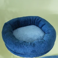 PawHut Arbre à chat, arbre à grimper pour chat, avec poteaux à griffer en sisal naturel, hauteur de 85 cm, bleu foncé, crème(m-7)