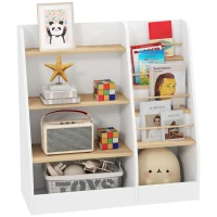 AIYAPLAY Bibliothèque pour enfant, rangement livre enfant 4 niveaux, support à livres, grille de rangement, blanc(m-11)