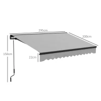 Outsunny Electric Awning with Aluminium Frame and Remote Control, 3 x 2m, Light Grey(m-3)