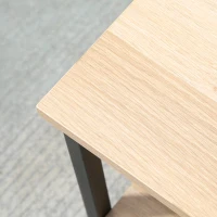 HOMCOM Mesa Auxiliar con Estante Mesita de Salón para Dormitorio Estudio Oficina Estilo Moderno 45x35x48 cm Natural(m-8)