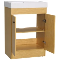 kleankin Mobile Bagno sotto Lavabo in Truciolato con Ripiani Regolabili e Lavello Curvo, 60x41.5x88 cm(m-10)