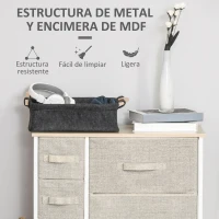 HOMCOM Cómoda con 7 Cajones de Tela Cajonera Armario de Almacenaje Multifuncional para Dormitorio Salón Pasillo 63,5x30x71 cm Gris(m-6)