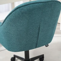 HOMCOM Sedia da Ufficio Girevole ad Altezza Regolabile, in Tessuto Effetto Lino e Acciaio, 63x66x86-96 cm, Verde Scuro(m-9)