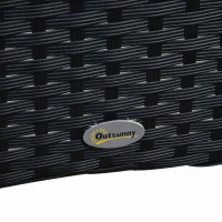 Outsunny Ensemble Salon de Jardin 6 Personnes - Grande Table rectangulaire, 6 fauteuils - 6 Coussins d'assise déhoussables Inclus - métal époxy Verre trempé 5 mm résine tressée Noire(m-8)