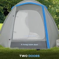 Outsunny Two-Man Dome Tent, with Front Porch and Accessories - Blue/Grey(m-6)