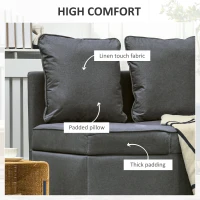 HOMCOM Convertible Single Sofa Bed with Thick Padded Seat, 3-in-1 Multi-Functional Sleeper Chair Bed with Magazine Pocket, for Living Room, Grey(m-6)