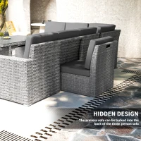 Outsunny Seven-Piece Rattan Garden Sofa Set, with Expanding Table - Light Grey(m-5)