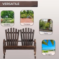 Outsunny Panchina da Giardino in Legno Stile Country con Braccioli a Ruota, 108x66x95cm, Colore Legno(m-7)