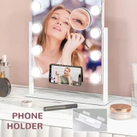 HOMCOM 12 LED bulb Tabletop Makeup Mirror, with Adjustable Settings(m-4)