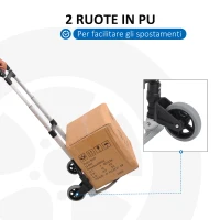 HOMCOM Carrello Portapacchi Pieghevole max 70kg con Maniglie Telescopiche e Altezza Regolabile, 41x38.5x100 cm, Argento(m-5)