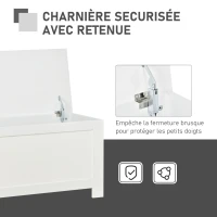 HOMCOM Coffre de rangement avec charnières de sécurité boîte de rangement en bois coffre à jouets avec couvercle rabattable 81L x 40l x 46H cm blanc(m-5)