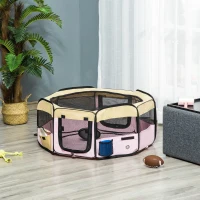 PawHut Fabric Pet Whelping Box Dog Cat Puppy Playpen Rabbit Guinea Pig Play Pen in Pink With Carry Bag Small Dia 90 x 41Hcm(m-10)