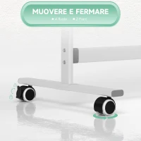 HOMCOM Lavagna Magnetica Bianca a 2 Facce con Accessori e 4 Ruote, in Alluminio e Acciaio, 127x50x165 cm(m-5)