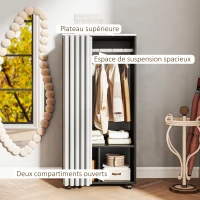 HOMCOM Armoire penderie Armoire de Rangement Mobile avec rideau, Panneaux de Particules, tringle de suspension, noir(m-4)