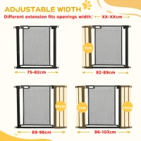 PawHut Pressure Fit Safety Gate, for Staircases, Hallways, Doorways w/ Extensions Kit, 75-103CM Adjustable Width - Black(m-6)