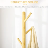 HOMCOM Portemanteau sur pied portant à vêtements vestiaire 8 patères meuble d'entrée pour vêtements chapeaux entrée(m-6)