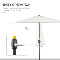 Outsunny 2.7m Garden Half Parasol, Outdoor Balcony Umbrella with 5 Steel Ribs, Patio Sun Shade, Cream White(m-5)